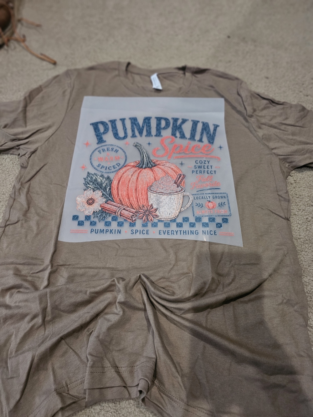 Bella + Canvas Pumpkin Spice Graphic Short Sleeve Tee in Brown